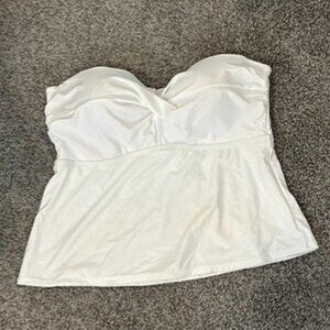 Catalina Women's Plus-Size Swim Tankini Front Bandeau Tankini, White, 2X, EUC